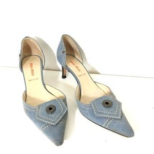Authentic Miu Miu Denim Pointed Shoes